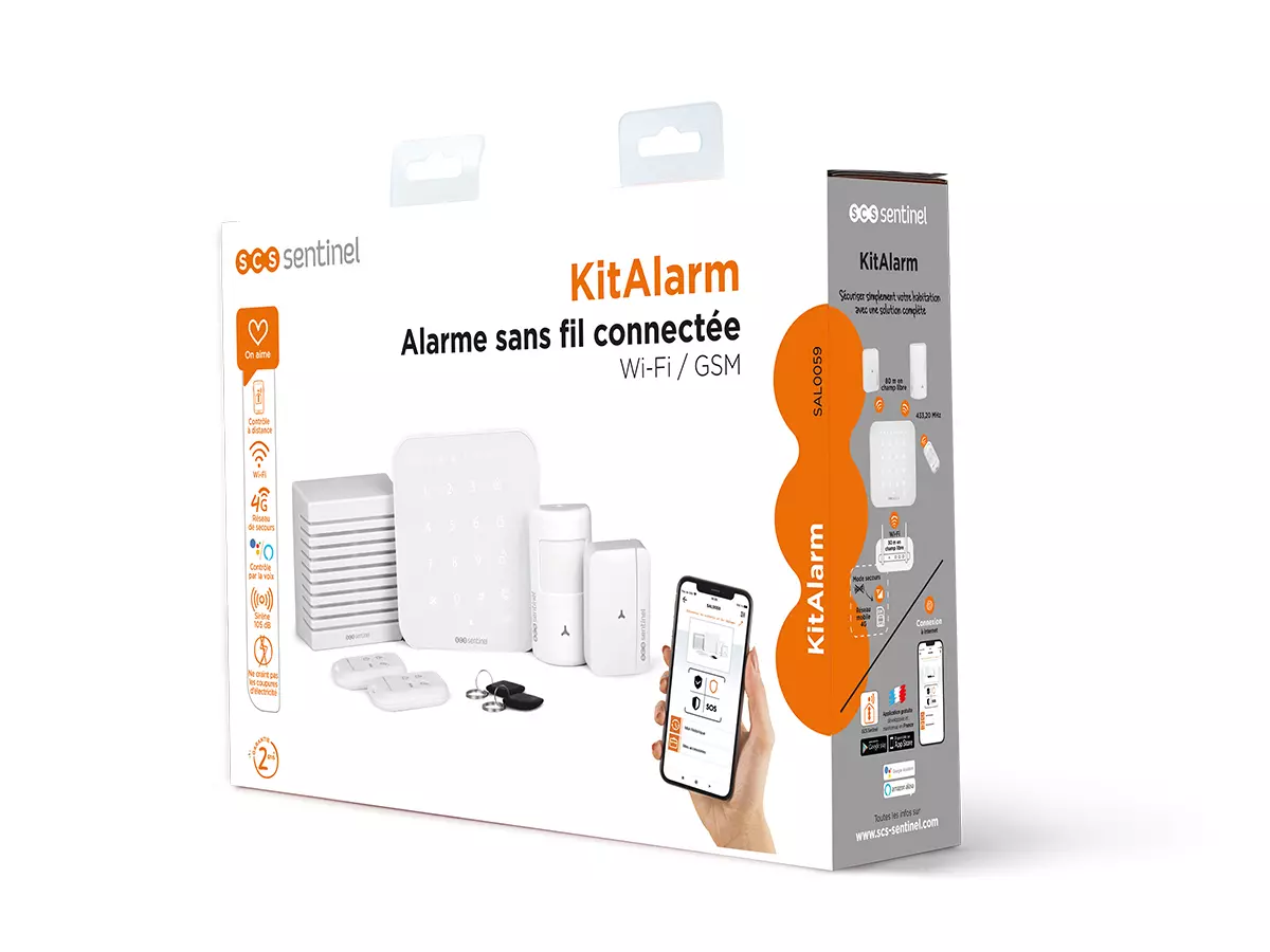 Kit alarme sans fil connecté Wi-Fi et GSM 4G, KITALARM, KITALARM