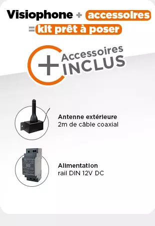 Accessoires professionnels inclus avec une antenne et alimentation rail DIN